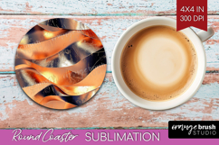 Rose Gold Round Coaster - Metallic Rose Coaster PNG Product Image 1