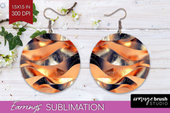 Rose Gold Round Earrings - Metallic Rose PNG Sublimation Product Image 1