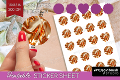 Rose Gold Round Sticker - Metallic Rose Printable Sticker Product Image 1