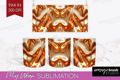 Rose Gold Mug Wrap - Metallic Rose Mug PNG Sublimation Product Image 1