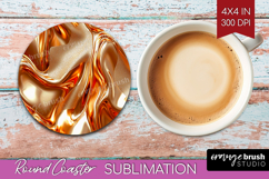 Rose Gold Round Coaster - Metallic Rose Coaster PNG Product Image 1