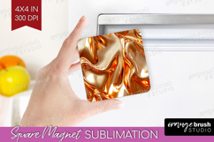 Rose Gold Magnet Sublimation - Metallic Rose Square Magnet Product Image 1