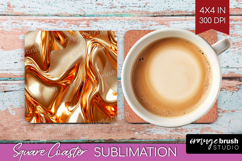 Rose Gold Square Coaster - Metallic Rose Coaster PNG Product Image 1