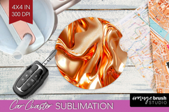 Rose Gold Car Coaster - Metallic Rose Coaster PNG Product Image 1