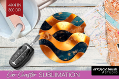 Rose Gold Car Coaster - Metallic Rose Coaster PNG Product Image 1
