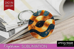 Rose Gold Keychain PNG - Metallic Rose Keychain Sublimation Product Image 1
