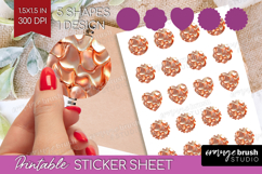 Rose Gold Round Sticker - Metallic Rose Printable Sticker Product Image 1