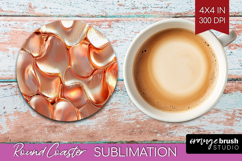 Rose Gold Round Coaster - Metallic Rose Coaster PNG Product Image 1
