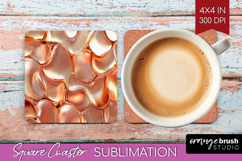 Rose Gold Square Coaster - Metallic Rose Coaster PNG Product Image 1
