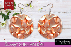 Rose Gold Round Earrings - Metallic Rose PNG Sublimation Product Image 1