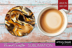 Rose Gold Round Coaster - Metallic Rose Coaster PNG Product Image 1