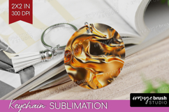 Rose Gold Keychain PNG - Metallic Rose Keychain Sublimation Product Image 1