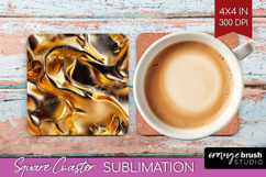 Rose Gold Square Coaster - Metallic Rose Coaster PNG Product Image 1