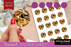 Rose Gold Round Sticker - Metallic Rose Printable Sticker Product Image 1