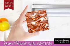 Rose Gold Magnet Sublimation - Metallic Rose Square Magnet Product Image 1