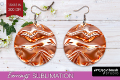 Rose Gold Round Earrings - Metallic Rose PNG Sublimation Product Image 1