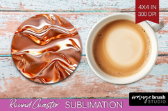 Rose Gold Round Coaster - Metallic Rose Coaster PNG Product Image 1