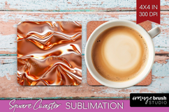Rose Gold Square Coaster - Metallic Rose Coaster PNG Product Image 1