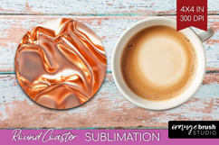 Rose Gold Round Coaster - Metallic Rose Coaster PNG Product Image 1