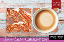 Rose Gold Square Coaster - Metallic Rose Coaster PNG Product Image 1