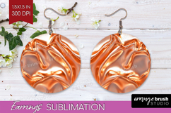 Rose Gold Round Earrings - Metallic Rose PNG Sublimation Product Image 1