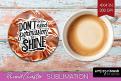 Inspirational Quote Round Coaster - Rose Gold Coaster PNG Product Image 1