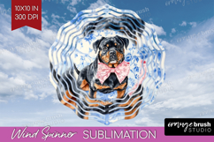 Rottweiler Dog Wind Spinner Sublimation PNG Blue Toile Round Product Image 1