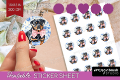 Rottweiler Dog Round Sticker Blue Toile Printable Sticker Product Image 1