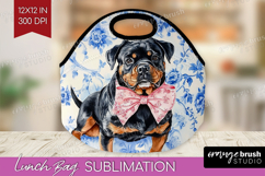 Rottweiler Dog Lunch Bag Blue Toile Lunch Bug PNG Product Image 1