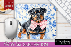 Rottweiler Dog Mouse Pad Sublimation Blue Toile Mousepad PNG Product Image 1