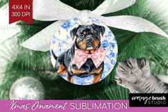 Rottweiler Dog Ornament PNG Blue Toile PNG Sublimation Product Image 1