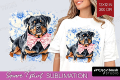 Rottweiler Dog Square Tshirt Background Blue Toile PNG Product Image 1