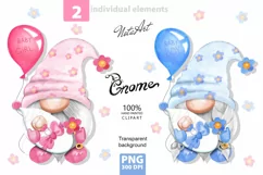 Clipart Watercolor Gnomes Newborn PNG Product Image 1
