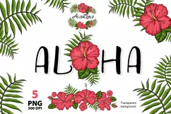 Aloha Hibiscus PNG, ALOHA inscription, PNG Beach Product Image 1