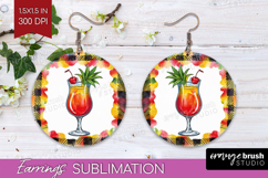 Rum Punch Cocktail Round Earrings Summer Drink PNG Product Image 1