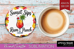 Rum Punch Cocktail Round Coaster Summer Drink Coaster PNG Product Image 1