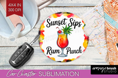 Rum Punch Cocktail Car Coaster Summer Drink Coaster PNG Product Image 1