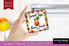 Rum Punch Cocktail Magnet Sublimation Summer Drink Square Product Image 1