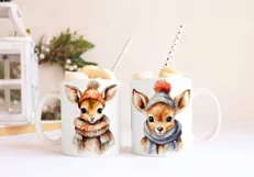 Watercolour Reindeer Illustration | Cute Winter Reindeer Product Image 2