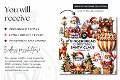 Watercolor Santa Gingerbread Man png clipart Product Image 3