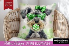 Schnauzer St. Patricks Day Dog Pillow Sublimation Dog Pillow Product Image 1