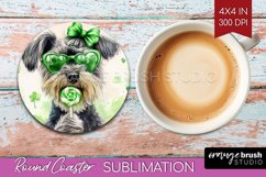 Schnauzer St. Patricks Day Dog Round Coaster Dog Coaster PNG Product Image 1