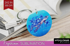 Sea Turtle Floral Keychain PNG Sea Blue Keychain Sublimation Product Image 1