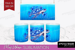 Sea Turtle Floral Mug Wrap Sea Blue Mug PNG Sublimation Product Image 1