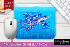 Sea Turtle Floral Mouse Pad Sublimation Sea Blue Mousepad Product Image 1