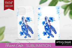 Sea Turtle Floral Phone Case PNG Blue Flowers Case PNG Product Image 1