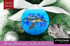 Sea Turtle Floral Ornament PNG Sea Blue PNG Sublimation Product Image 1