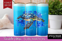 Sea Turtle Floral Tumbler Wrap Sea Blue Tumbler PNG Product Image 1