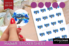 Sea Turtle Floral Round Sticker Blue Flowers Printable Sheet Product Image 1