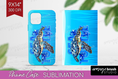 Sea Turtle Floral Phone Case PNG Sea Blue Case PNG Product Image 1